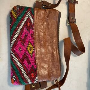Brown and Multicolor Patterned Women's Bag